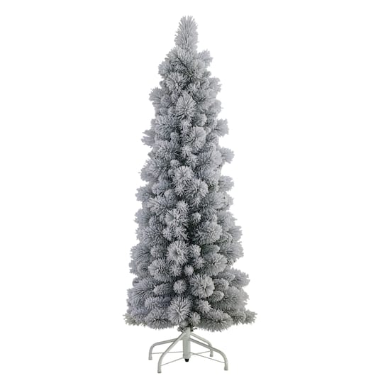 6 Pack: 4.5ft. Unlit Flocked Pencil Artificial Christmas Tree